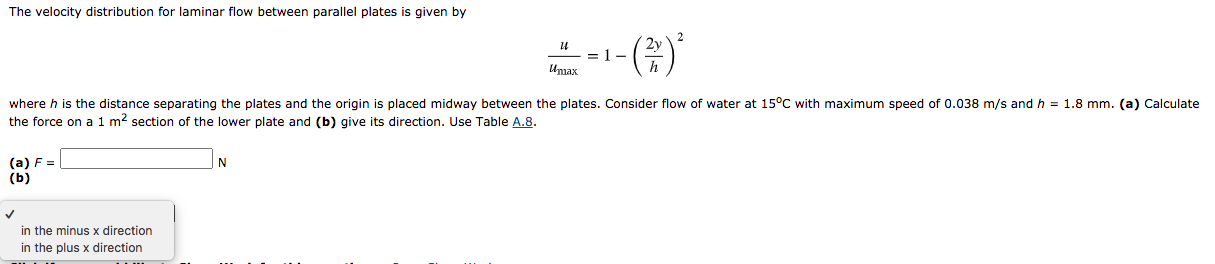 Solved The velocity distribution for laminar flow between | Chegg.com