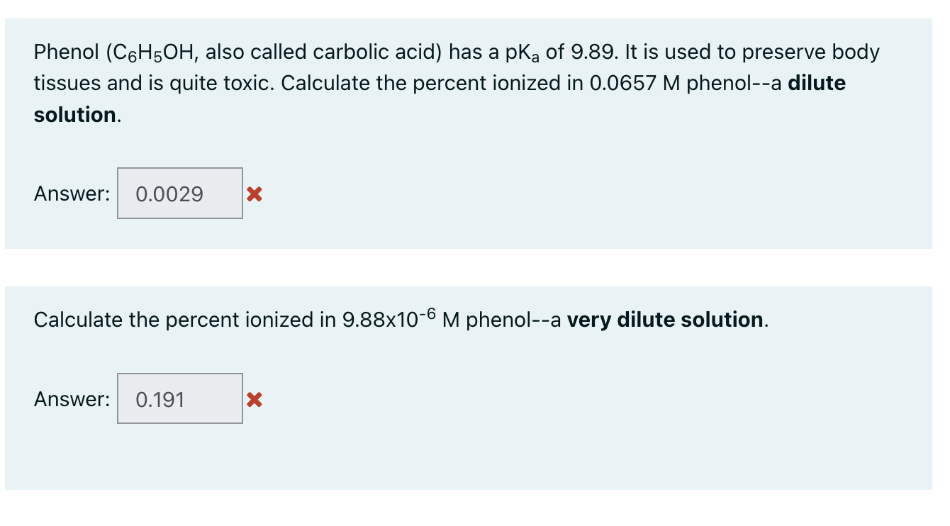 Solved Phenol (C6H5OH, also called carbolic acid) has a pKa