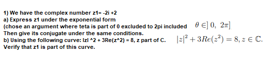 the exponential form of complex number z 1 is