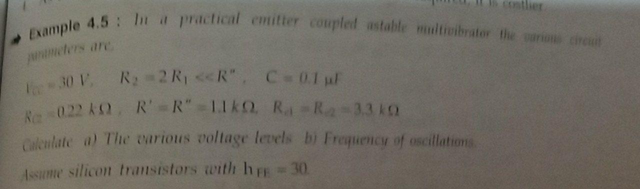 Solved Example 4.5: lit practical emitter coupled stable | Chegg.com