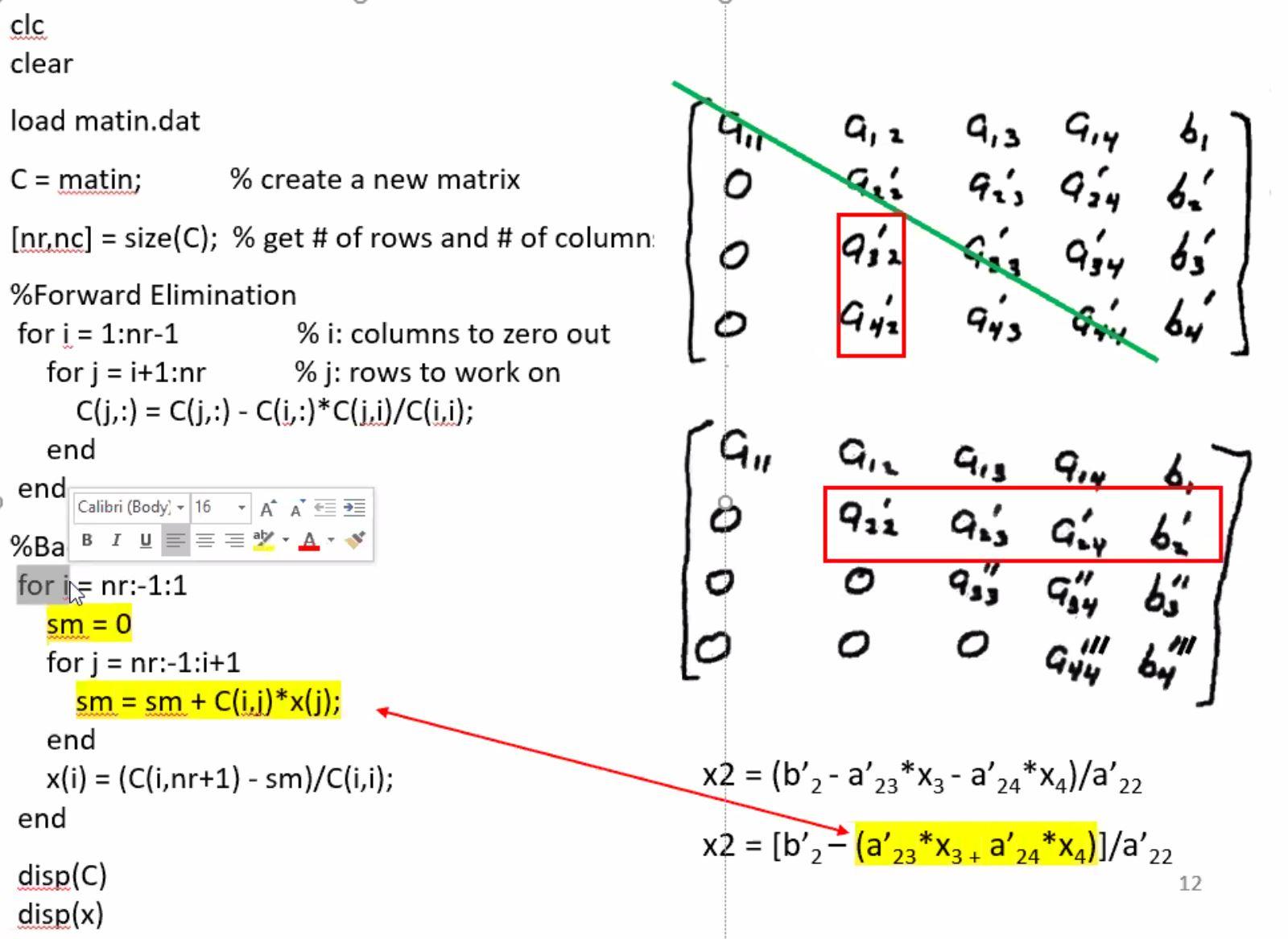 Solve Using Matlab Show Forward Elimination And B Chegg Com