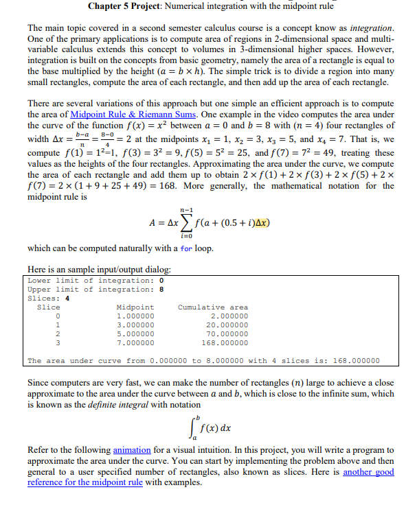 Chapter 5 Project: Numerical integration with the | Chegg.com