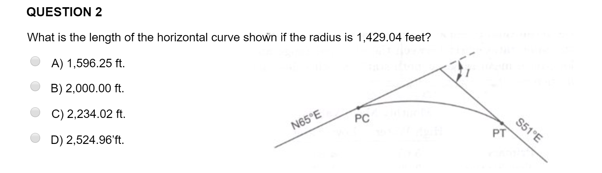 Solved QUESTION 2 What is the length of the horizontal curve | Chegg.com