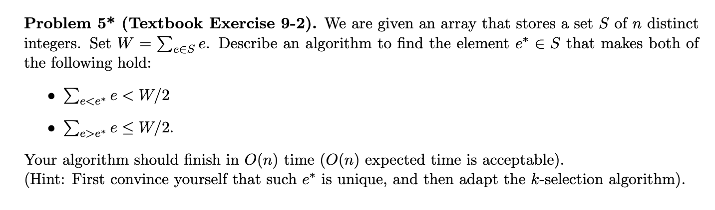 Solved Problem 5* (Textbook Exercise 9-2). We are given an | Chegg.com
