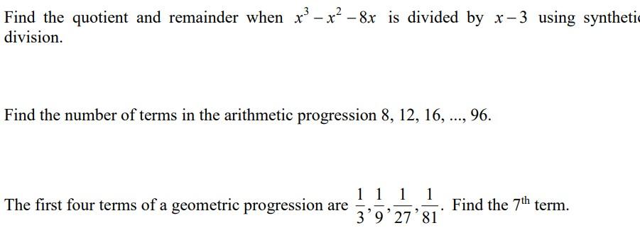 Solved Find The Quotient And Remainder When X3−x2−8x Is | Chegg.com