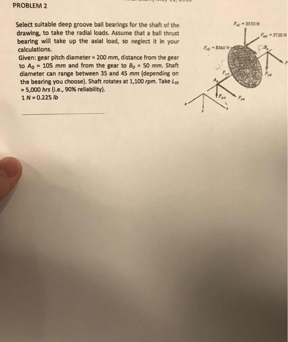 Solved PROBLEM 2 Select suitable deep groove ball bearings | Chegg.com