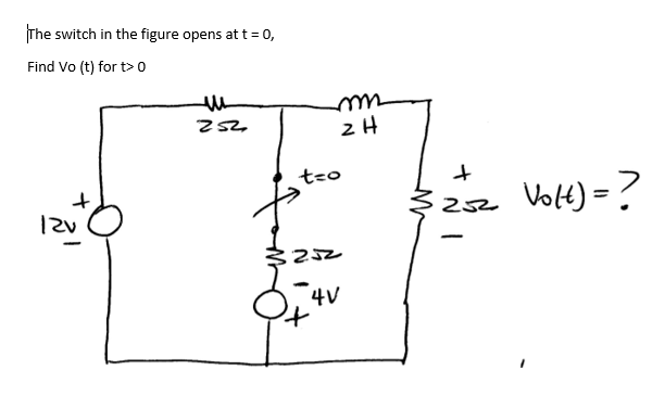 Solved The switch in the figure opens at t = 0, Find Vo (t) | Chegg.com