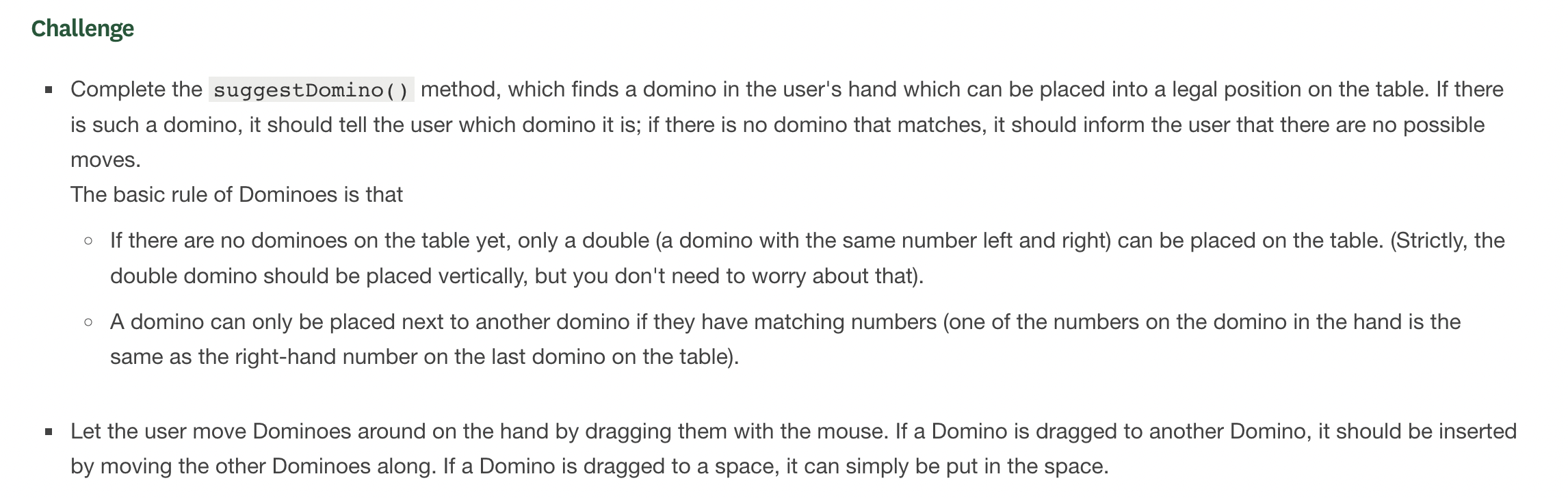 Solved Hello, I am making a Domino like game and it needs to | Chegg.com
