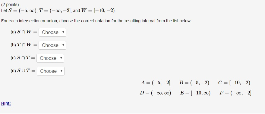 Solved 2 Points Let S 5 Oo T 00 2 And W 10 2 F Chegg Com