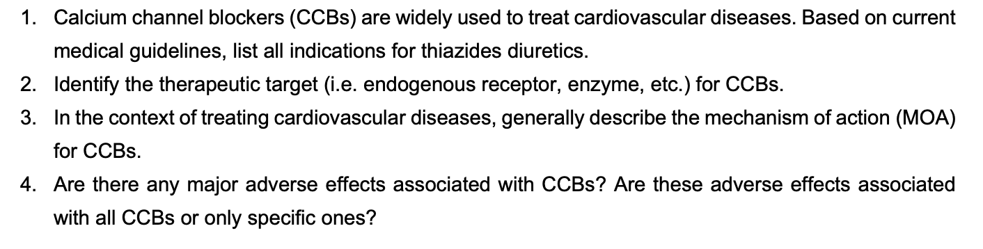 Solved 1 Calcium Channel Blockers CCBs Are Widely Used To Chegg Com   Php0Hms7k