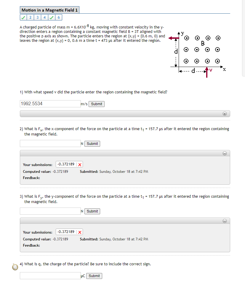 Solved Motion in a Magnetic Field 1 2346 A charged particle | Chegg.com