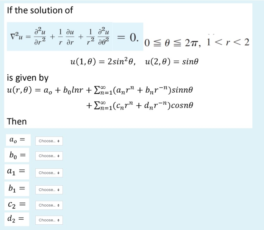 If The Solution Of 1 Di V U Aều 1 3u 2 0 0r2 Chegg Com