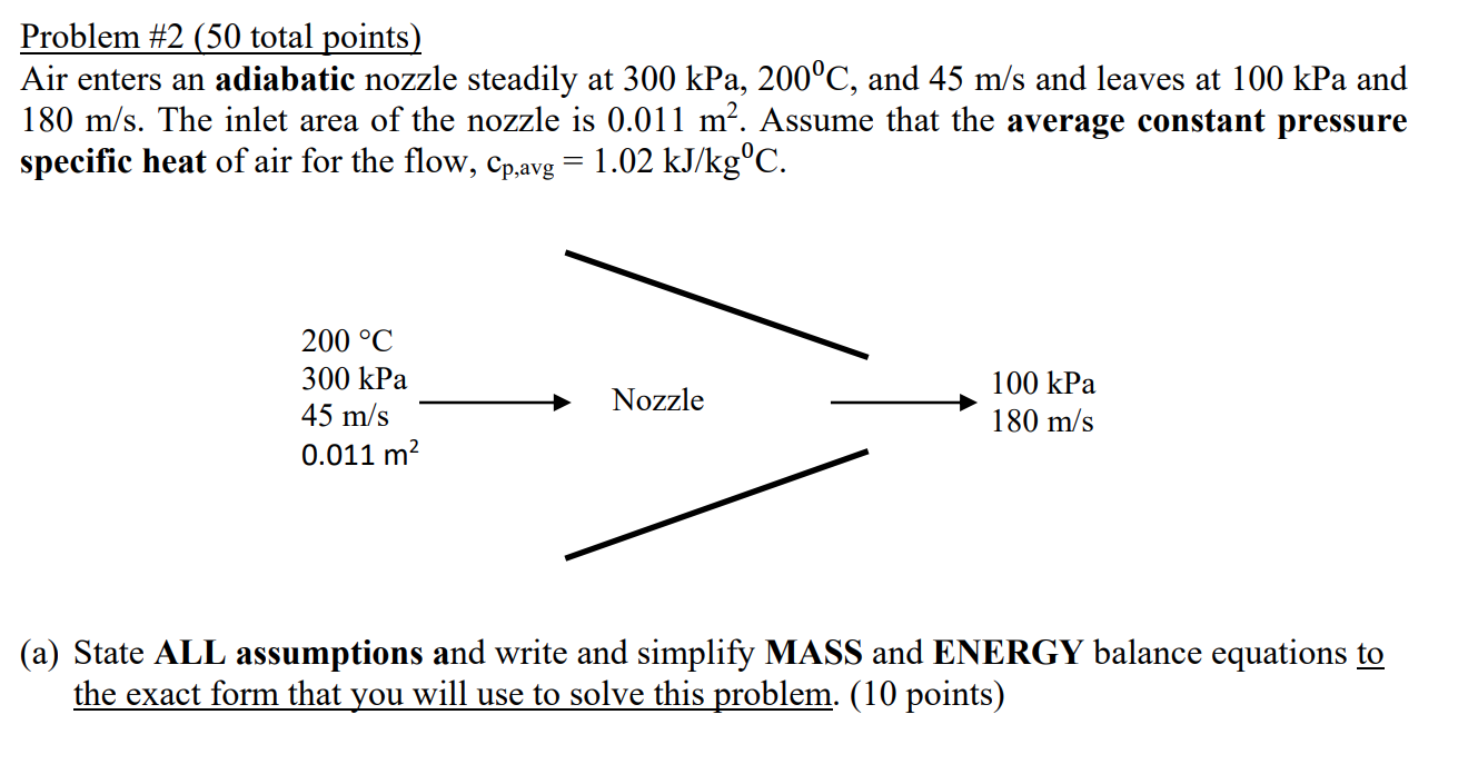 Solved Problem #2 (50 total points) Air enters an adiabatic | Chegg.com