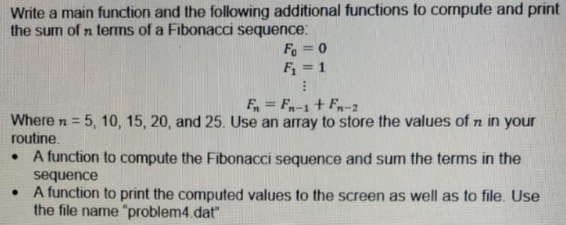 Write a main function and the following additional | Chegg.com