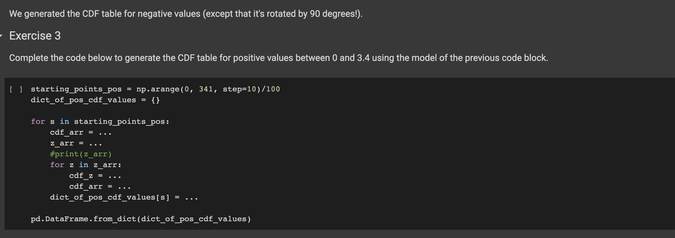 Solved Generating CDF tables Let's try to write our own code | Chegg.com