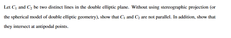 Solved Let C1 and C2 be two distinct lines in the double | Chegg.com