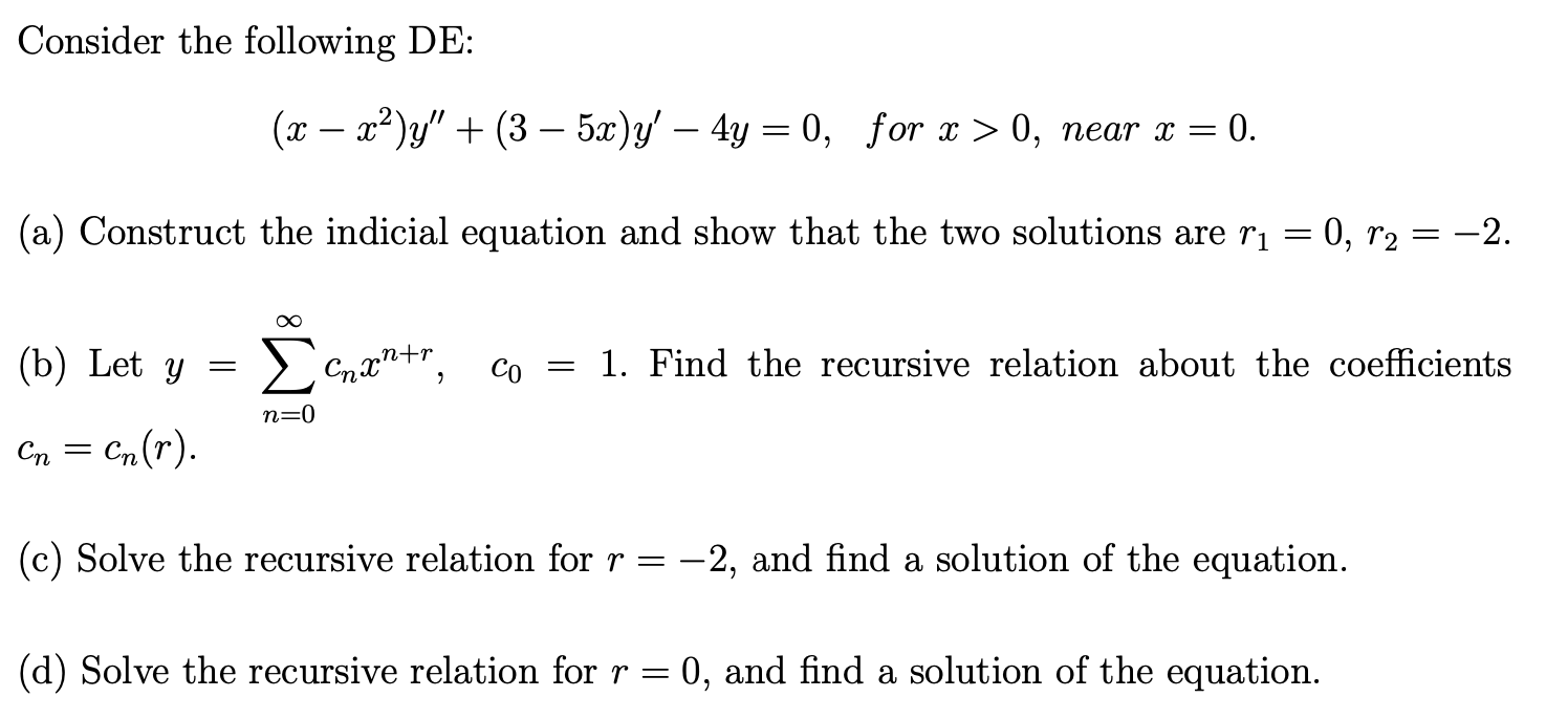 Solved Consider The Following De X Xº Y 3 5x Y Chegg Com