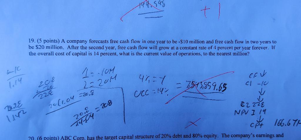 solved-19-5-points-a-company-forecasts-free-cash-flow-in-chegg