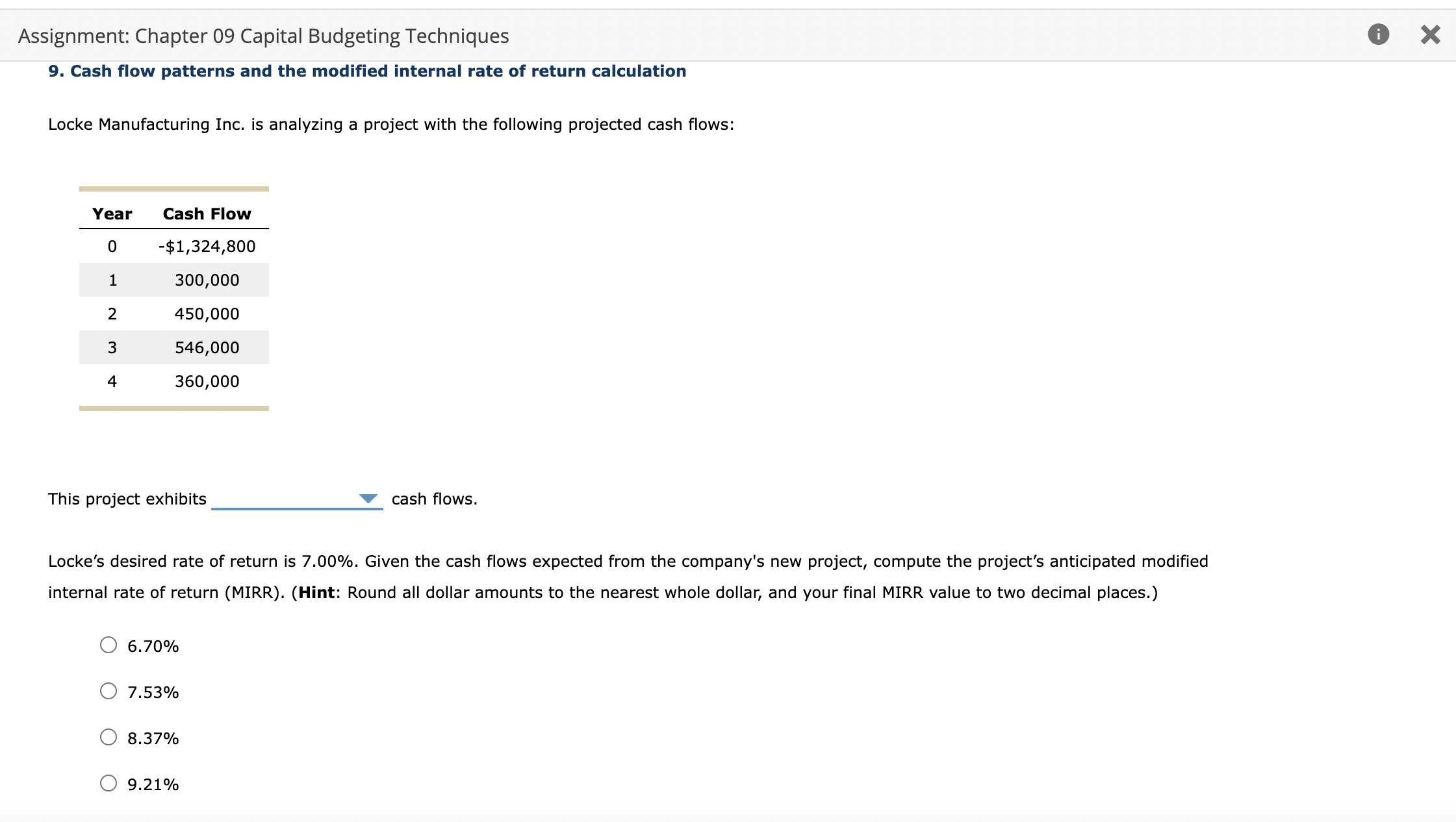 Solved Assignment: Chapter 09 Capital Budgeting Techniques | Chegg.com