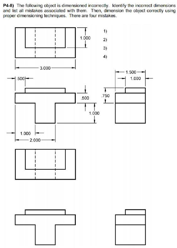 Solved P4-8) The following object is dimensioned | Chegg.com