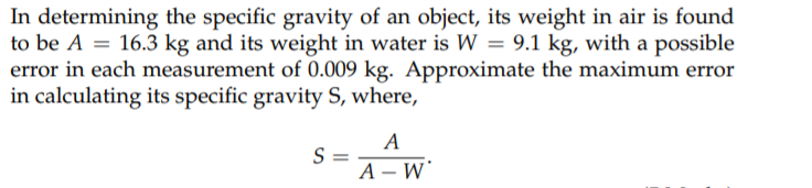 Solved In determining the specific gravity of an object, its | Chegg.com