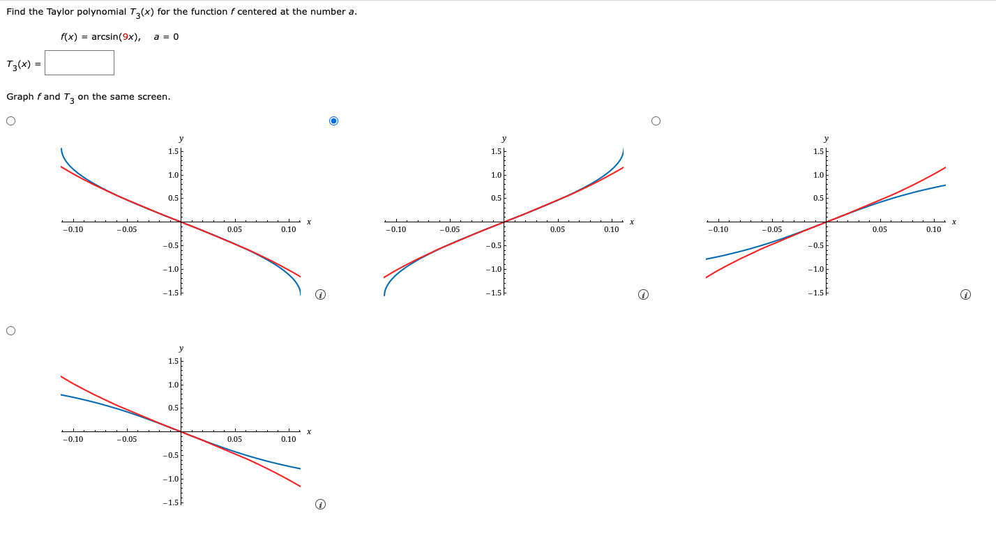 Find the Taylor polynomial \( T_{3}(x) \) for the function \( f \) centered at the number \( a \). \[ f(x)=\arcsin (9 x), \qu