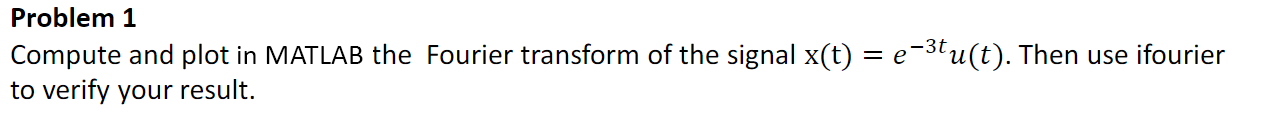 Solved Problem 1 Compute and plot in MATLAB the Fourier | Chegg.com