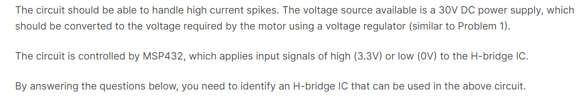 Solved We need to design a DC motor driver circuit (by using | Chegg.com