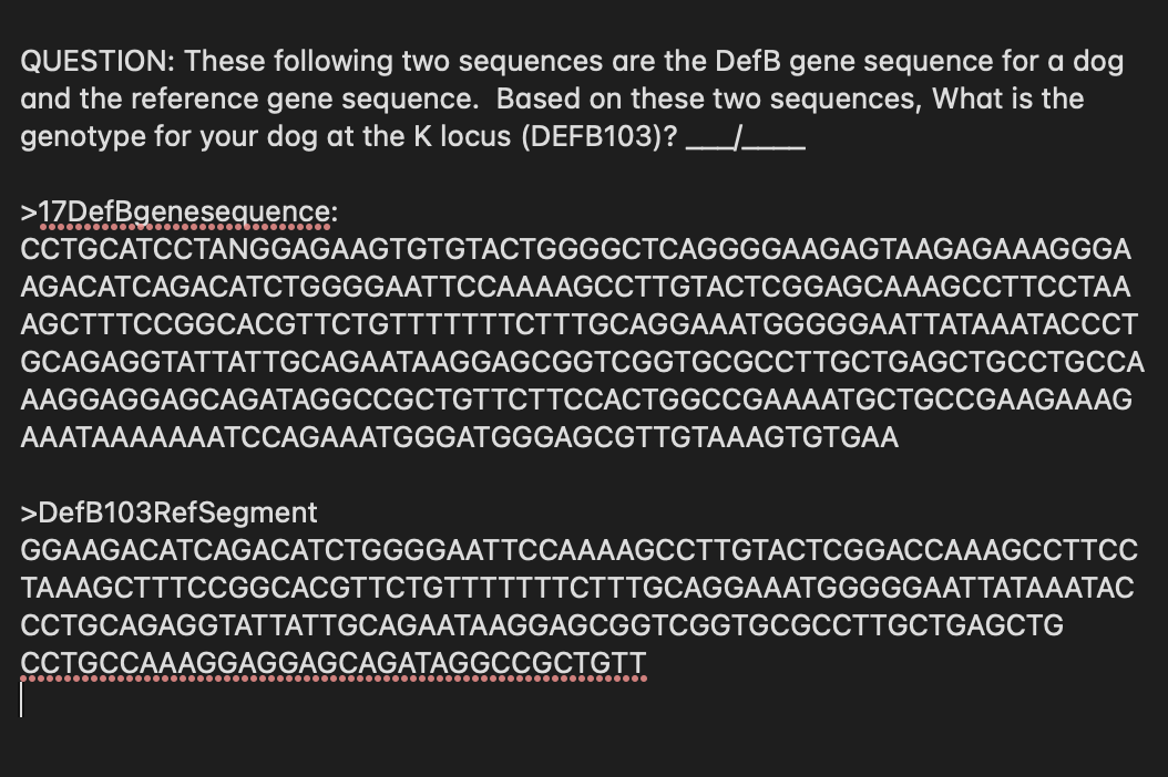 QUESTION: These Following Two Sequences Are The DefB | Chegg.com