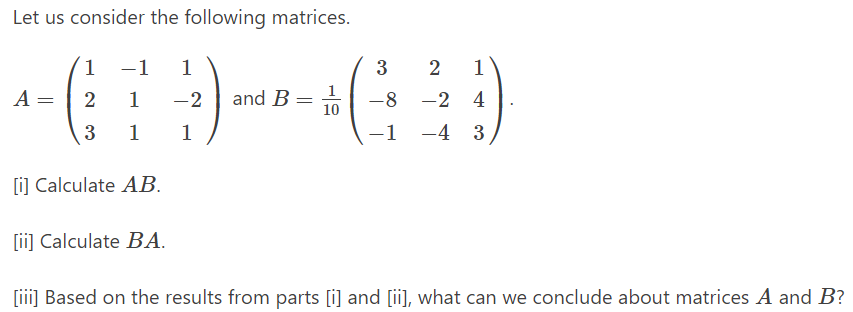 Solved Let Us Consider The Following Matrices