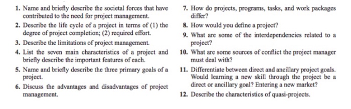 Solved It’s project management work and book is project | Chegg.com