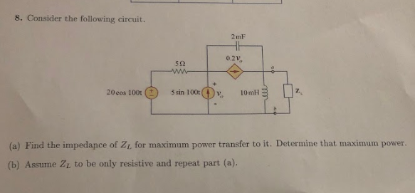 Solved Consider the following circuit. (a) Find the | Chegg.com