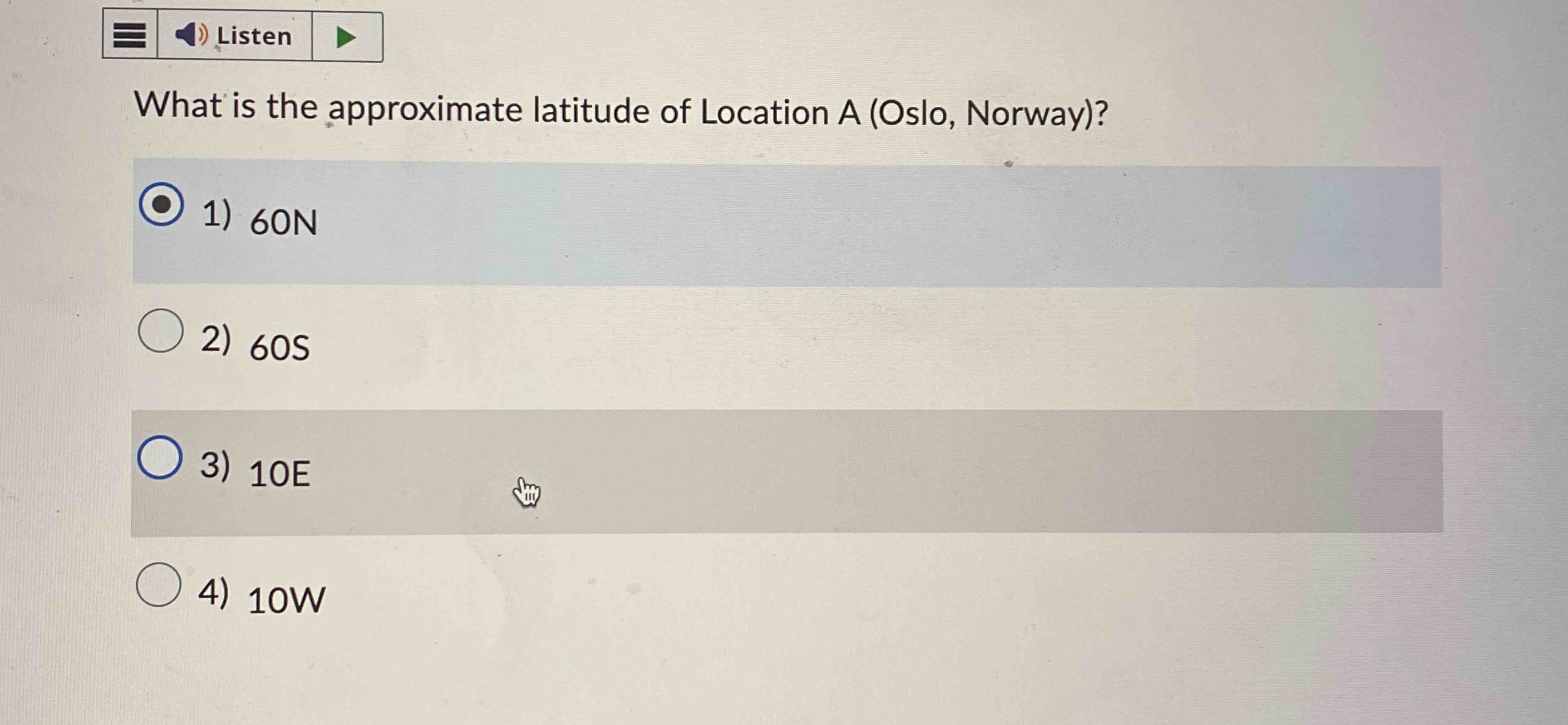 Solved What is the approximate latitude of Location A (Oslo,