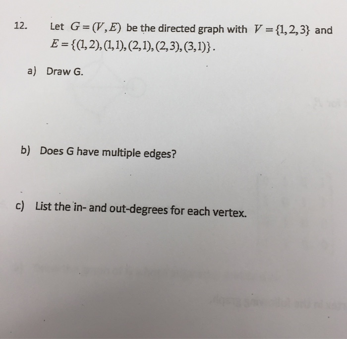 Solved Let G = (V, E) be the directed graph with V = {1, 2, | Chegg.com