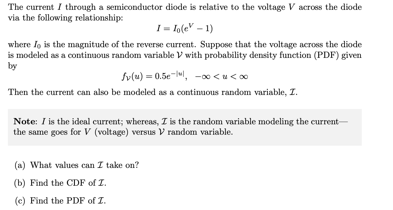 Solved The Current I Through A Semiconductor Diode Is | Chegg.com