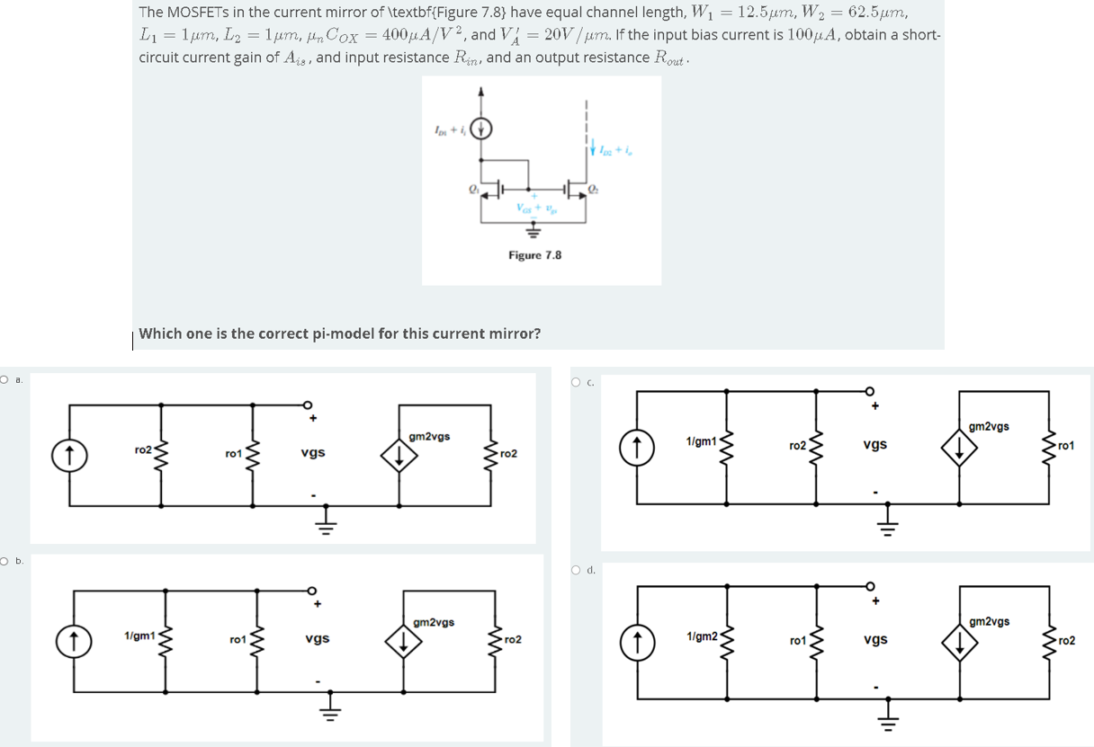 Solved The MOSFETs in the current mirror of \textbf{Figure | Chegg.com