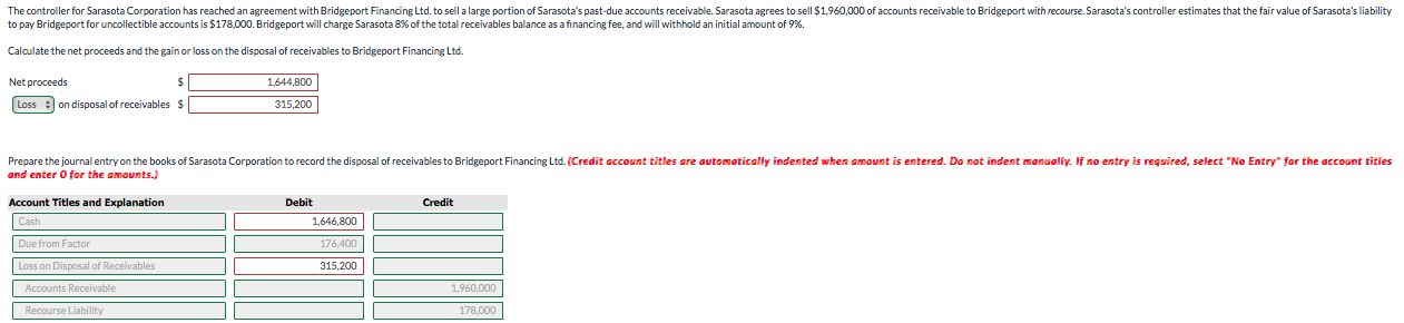 Solved The controller for Sarasota Corporation has reached | Chegg.com