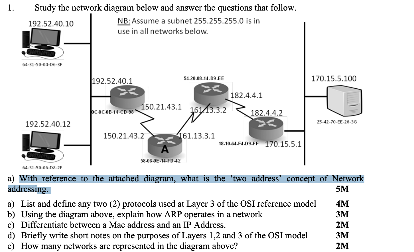 Solved 1. Study the network diagram below and answer the | Chegg.com