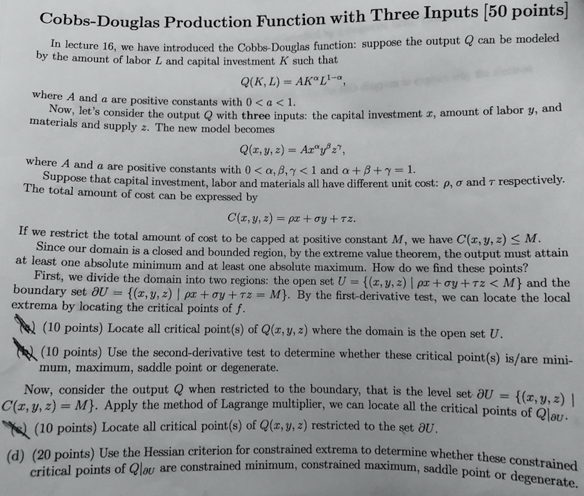 ONLY ANSWER PART C and D!!!! PLEASE. Use the Hessian | Chegg.com