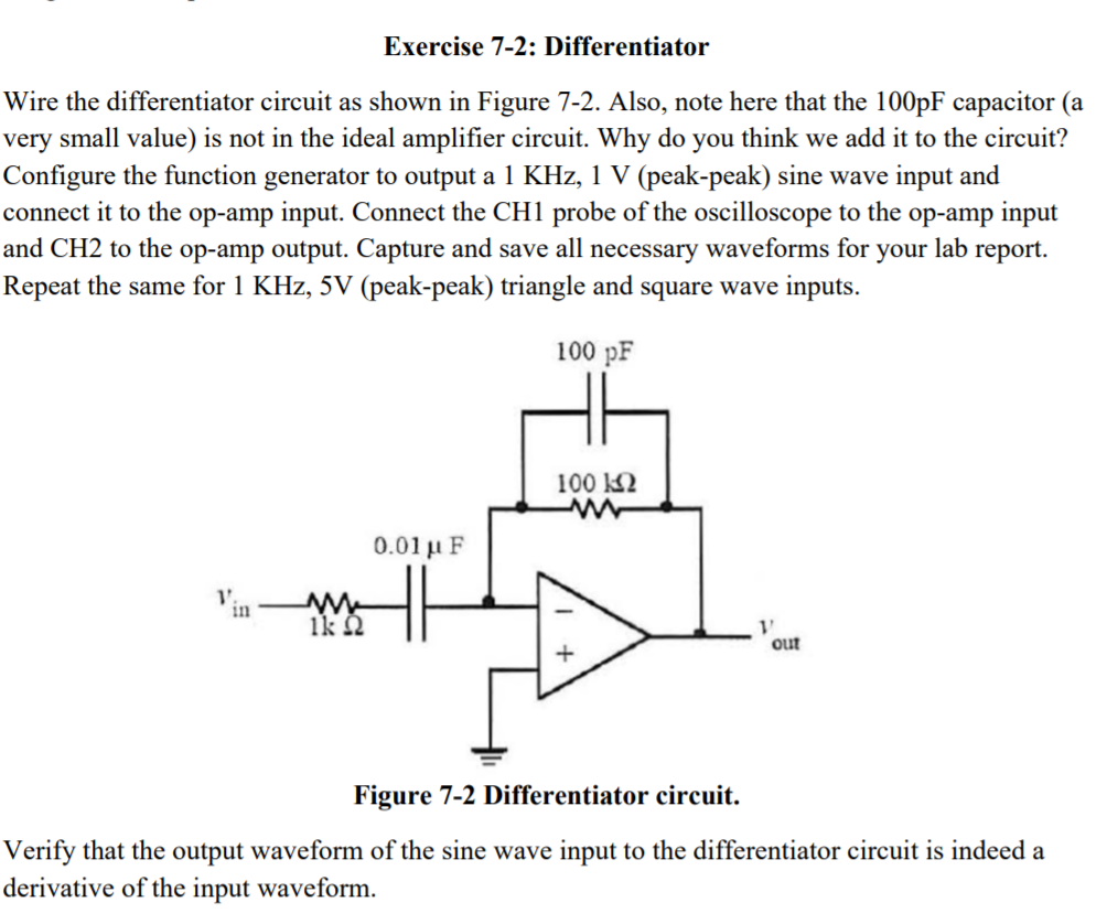 Solved Exercise 7-2. Simulate The Differentiator Circuit In | Chegg.com