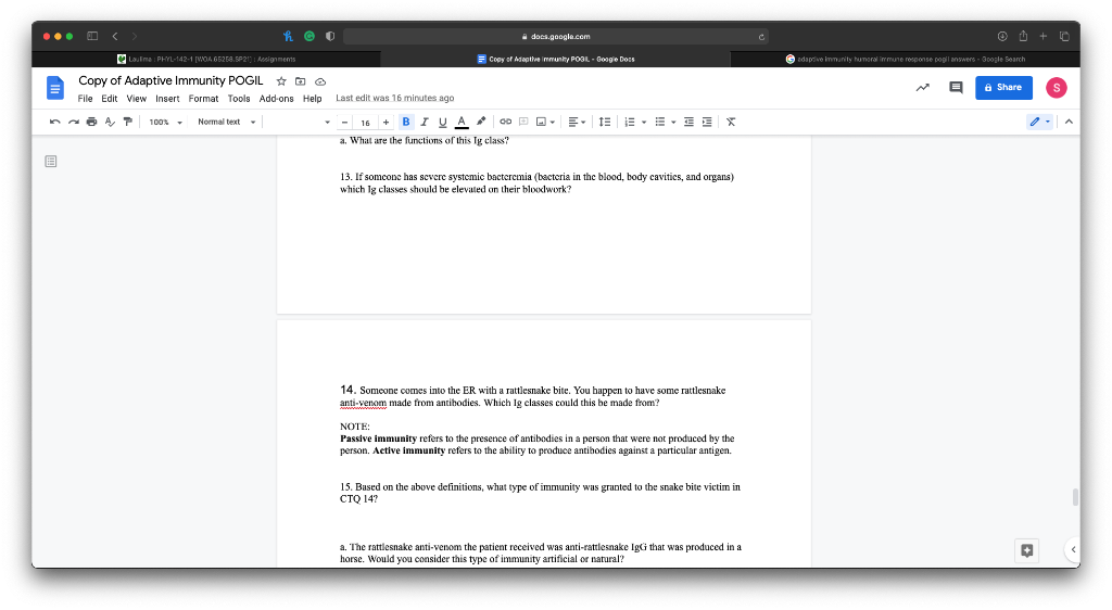 Solved a doc.google.com Copy of Adapthe immunky POBIL - | Chegg.com