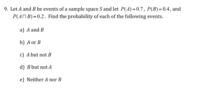 Solved 9. Let A And B Be Events Of A Sample Space S And Let | Chegg.com