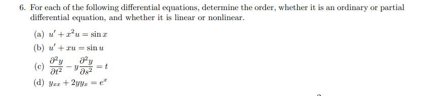 Solved 6. For each of the following differential equations, | Chegg.com