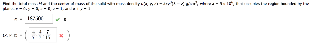 Solved Find the total mass M and the center of mass of the | Chegg.com