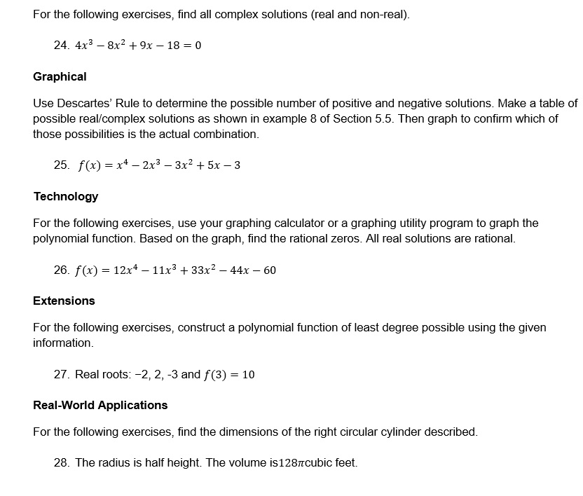 Solved For The Following Exercises, Find All Complex | Chegg.com