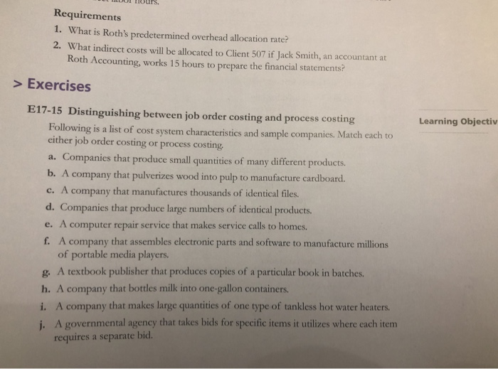 Solved Requirements 1 What Is Roth s Predetermined Overhead Chegg