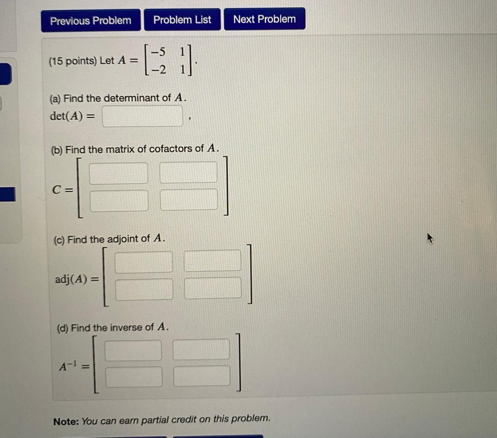 Solved Previous Problem Problem List Next Problem -5 (15 | Chegg.com