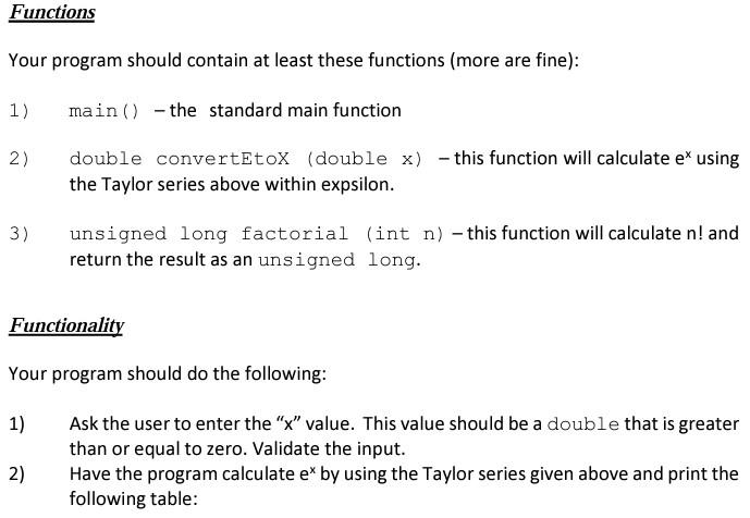 Solved For this program, let's calculate the Taylor series | Chegg.com