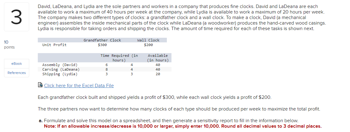 Solved a. Formulate and solve this model on a spreadsheet, | Chegg.com