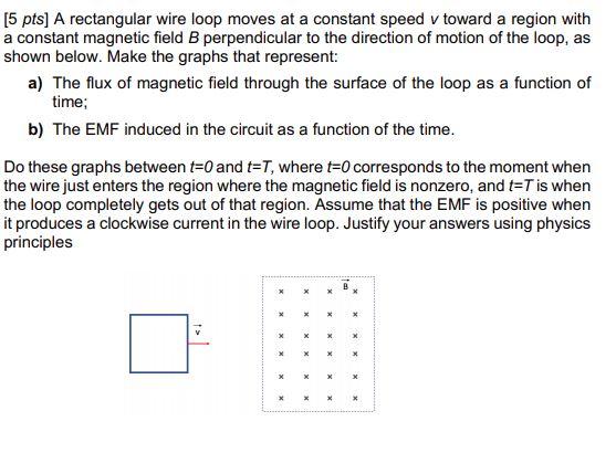 Solved [5 pts] A rectangular wire loop moves at a constant | Chegg.com